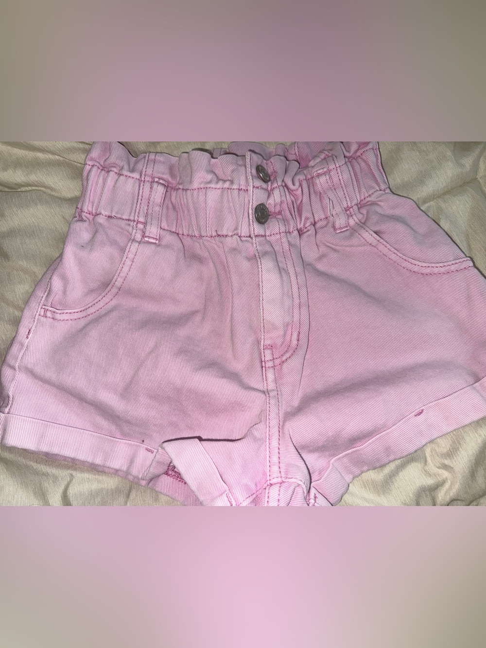 Pacsun Pink Paperbag Waist Mom Shorts